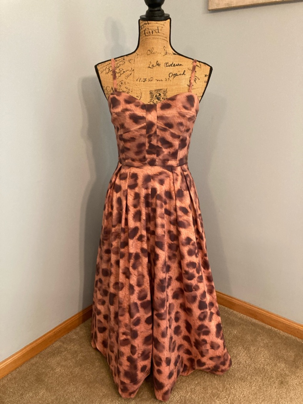 Milly Leopard Print Bustier Midi Dress in Rust Women Size 4